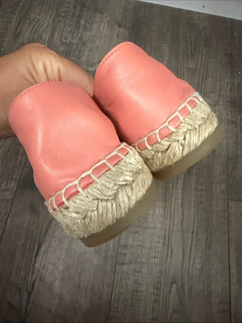 CHANEL Coral Pink Leather Espadrilles with Black Cap Toe